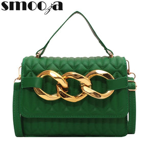 Thick Chains Plaid Shoulder Bag Casual Crossbody Bag