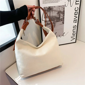 Canvas Casual Solid Women's Tote Bag Large Capacity Handbag