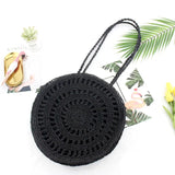 Womens Straw Hand-woven Round Shoulder Bag Bohemian Summer Straw Beach Bag