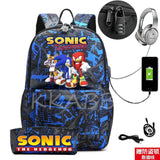 Men School Backpack for Teenage 2pcs USB School Bag Canvas Middle Junior High Co