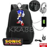 Men School Backpack for Teenage 2pcs USB School Bag Canvas Middle Junior High Co