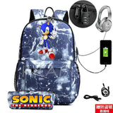 Men School Backpack for Teenage 2pcs USB School Bag Canvas Middle Junior High Co