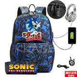 Men School Backpack for Teenage 2pcs USB School Bag Canvas Middle Junior High Co