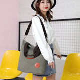 Women Canvas Handbags Female Large Capacity Vintage Crossbody Messenger Bag