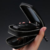 Double Zipper Leather Key Wallet Men & Women