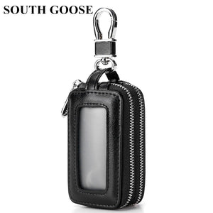 Double Zipper Leather Key Wallet Men & Women