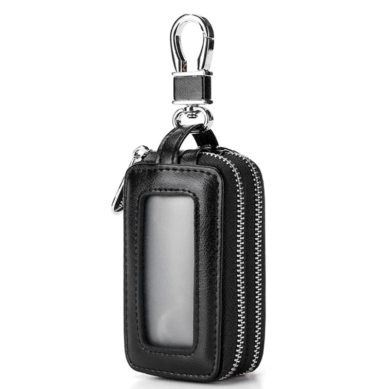 Double Zipper Leather Key Wallet Men & Women