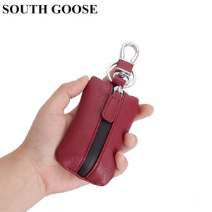 Leather Key Wallets Waterproof Zipper Men Car Key Holder