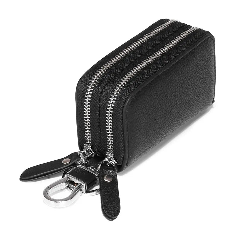 Leather Key Wallet Unisex Key Bag Men Car Key Holders Double Zipper Keychain Cas