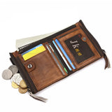 Vintage Cowhide Men Wallet Zipper Hasp Short Wallet