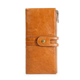 RFID Anti-Theft Cowhide Long Clutch Women Wallet with Phone Holder
