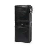 RFID Anti-Theft Cowhide Long Clutch Women Wallet with Phone Holder