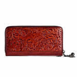 Embossed Floral Lady Purse Long Wristlet Clutch Wallet