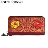 Embossed Floral Lady Purse Long Wristlet Clutch Wallet