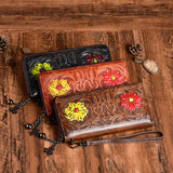 Embossed Floral Lady Purse Long Wristlet Clutch Wallet