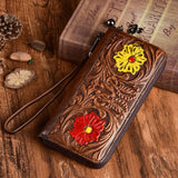 Embossed Floral Lady Purse Long Wristlet Clutch Wallet