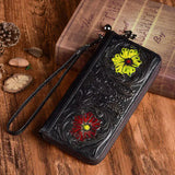 Embossed Floral Lady Purse Long Wristlet Clutch Wallet