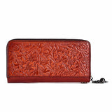 Classic Women Wallets Leather Embossed Golden Fish Zipper Wristlet Bag