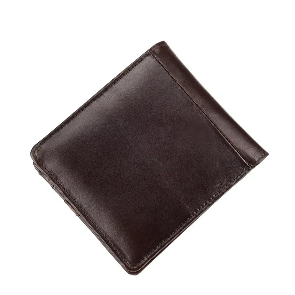 Men Leather Short Wallet Vintage Cowhide Casual Man Wallets Purse Credit&ID