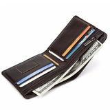 Men Leather Short Wallet Vintage Cowhide Casual Man Wallets Purse Credit&ID