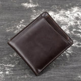 Men Leather Short Wallet Vintage Cowhide Casual Man Wallets Purse Credit&ID