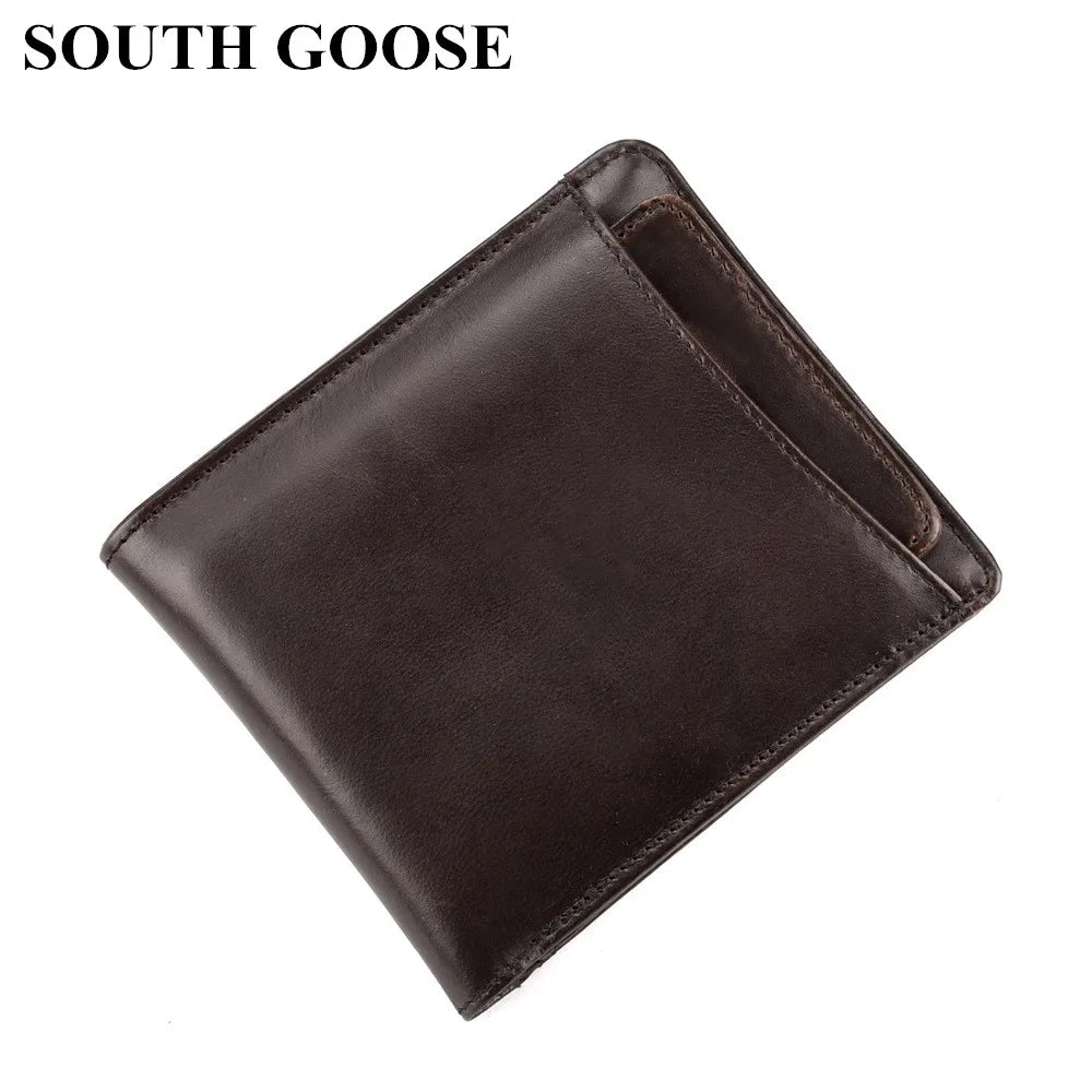 Men Leather Short Wallet Vintage Cowhide Casual Man Wallets Purse Credit&ID