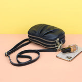 Women Leather Shoulder Bags Three Layers Zipper Messenger Bag