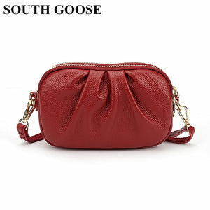 Women Leather Shoulder Bags Three Layers Zipper Messenger Bag