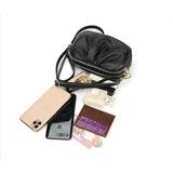 Women Leather Shoulder Bags Three Layers Zipper Messenger Bag