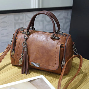 Retro PU Leather Tassel Crossbody Bag