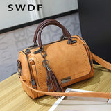 Retro PU Leather Tassel Crossbody Bag