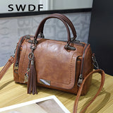 Retro PU Leather Tassel Crossbody Bag