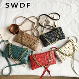 Women's Leather Shoulder Bag with Chain Strap