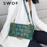 Women's Leather Shoulder Bag with Chain Strap