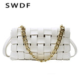 Women's Leather Shoulder Bag with Chain Strap