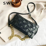 Women's Leather Shoulder Bag with Chain Strap