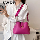 Red Casual Shoulder Bag with Wide Strap