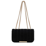 Vintage Velvet Shoulder Bag Small Satchel Crossbody Tote Golden