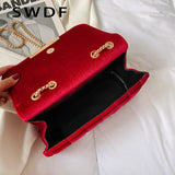 Vintage Velvet Shoulder Bag Small Satchel Crossbody Tote Golden