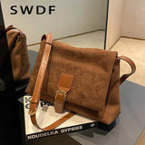 Vintage Suede Shoulder Crossbody Bag Ladies Totes Shopping Bag