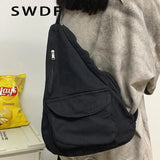 Canvas Crossbody Female Bag Solid Color High Quality Ladies Chest Bag