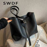 Vintage Women Soft Leather Tote Bags Set - 2pcs