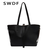 Vintage Women Soft Leather Tote Bags Set - 2pcs