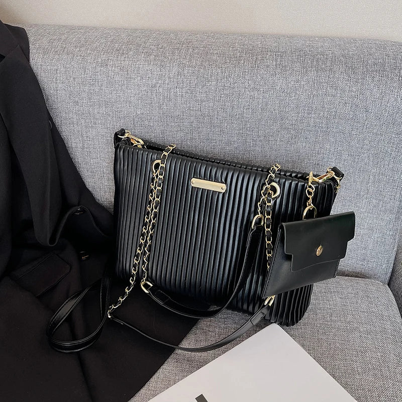 SWDF Pleated Tote Bag Crossbody Bag for Party