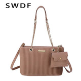 SWDF Pleated Tote Bag Crossbody Bag for Party