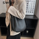 Vintage Small Leather Crossbody Bucket Bag for Women