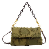 Canvas Tassel Crossbody Bag Winter Chain Handbag