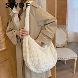 Casual Large Capacity Tote Shoulder Bag Quilted Padded Handbag