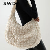 Casual Large Capacity Tote Shoulder Bag Quilted Padded Handbag