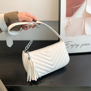 Armpit Ladies Shoulder Bag Small PU Leather Underarm Purse Embroidery Tote Handb